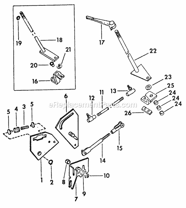 Transmission Controls Diagram and Parts List for 149 2050047U, 2050205U, 2050206U, 2050224U Cub Cadet Lawn Tractor